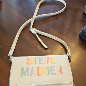 Steve Madden White With Colerfull Lettering. Crossbody Small Bag.